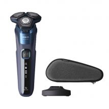 Philips - Series 5000 Wet &amp; Dry Midnight Blue Electric Shaver S5585/30 w/ Pouch and Charging Station
