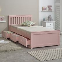 Mission - Single - Storage Bed - Pink - Wood - 3ft - Happy Beds