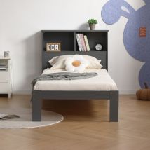 Easton - Single - Bookcase Bed - Grey - Wooden - 3ft - Happy Beds
