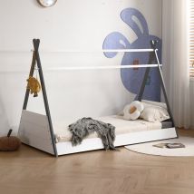 Exeter - Single - Wooden House Bed - Grey/White - Wooden - 3ft - Happy Beds