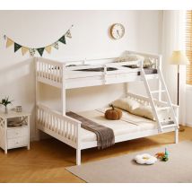 Hannah - Single/Double - Triple Sleeper Bunk Bed - White - Wooden - 3ft/4ft6 - Happy Beds