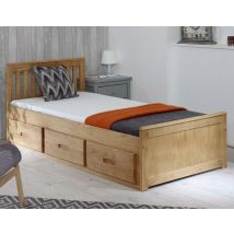 Mission - Single - Storage Bed - Drawers - Waxed Pine - Wooden - 3ft - Happy Beds