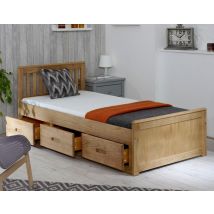 Mission - Double - Storage Bed - Drawers - Waxed Pine - Wooden - 4ft6 - Happy Beds