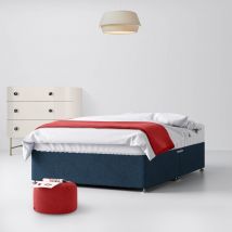 Double - Divan Bed - With Storage - Dark Blue - Fabric - 4ft6 - Happy Beds