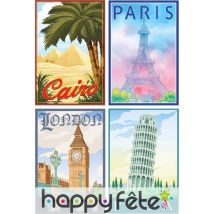 Affiches Londres, Paris, Pise et Egypte en carton