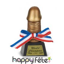 Trophée zizi d'or avec noeud tricolore