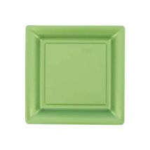 12 assiettes carrées vert anis (ANIS)