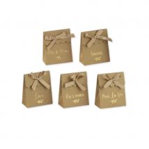 10 boites en kraft avec mot de mariage doré, 7cm