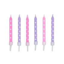 12 Bougies motifs Licorne pour gâteau