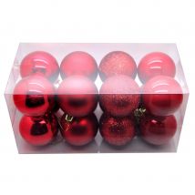 16 boules rouges de noel de 6 cm (ROUGE)