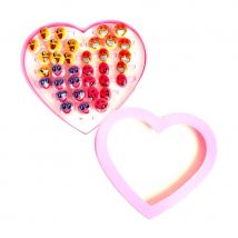 36 bagues smiley avec présentoir en forme de coeur