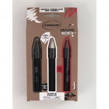 3 Crayons de maquillage rouge, blanc et noir