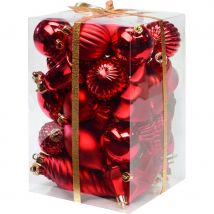 40 decorations rouges pour sapin de Noel (ROUGE)