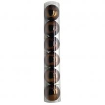 6 boules de noel marron de 6 cm (CHOCOLAT)