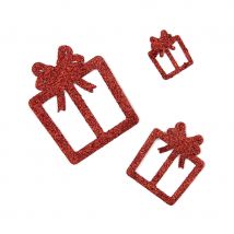 6 Décos en forme de paquet cadeaux rouges