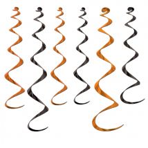 6 Suspensions spirales orange et noires