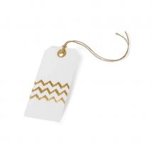8 Etiquettes blanches imprimé chevron doré