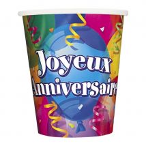 8 gobelets joyeux anniversaire
