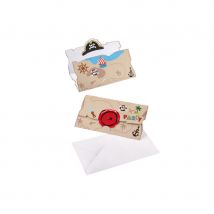8 Invitations et enveloppes d'anniversaire Pirate