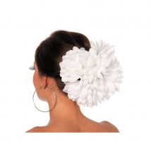 Grosse fleur blanche pour cheveux sur barette (BLANC)