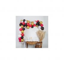 Arche de ballons noirs, rouges et dorés