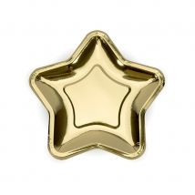 Assiettes en forme d'étoile dorée de 18cm, par 6