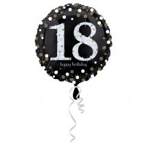 Ballon 18 Ans Noir Holographique 45cm (18 ans)