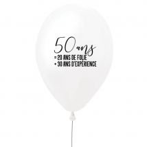 Ballon 50 ans blanc en latex de 27 cm (50 ans)