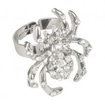 Bague araignée argentée et strass