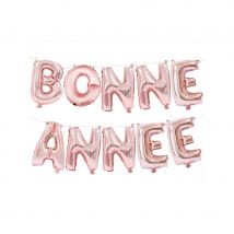 Ballons bonne année en lettres roses dorées, 36 cm