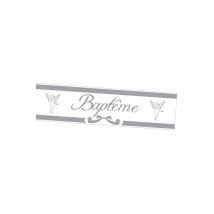 Banderole baptême avec petits anges argentés