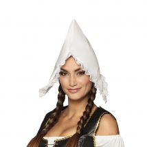 Bonnet blanc de bergère à pointe pour femme
