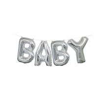 Ballons Baby en lettres, argentés