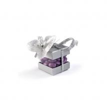 Boite cube argenté pour dragées, 4cm