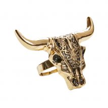 Bague Crâne Buffle Métal Réglable Arabesques