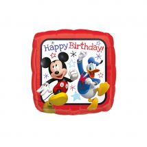 Ballon carré Mickey Mouse Happy Birthday, 40 cm
