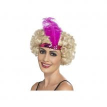 Bandeau charleston rose sequin et plume (Rose)