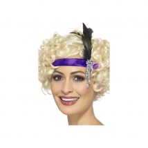 Bandeau charleston violet en satin (Violet)