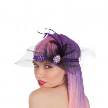 Bandeau Charleston violet sequin et gros bijou