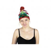 Bonnet de noël avec pompom et sapin lumineux