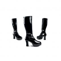 Bottes disco noires à talons hauts et larges (39-40)