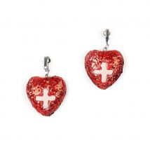 Boucles d'oreilles d'infirmière, coeurs pailletés
