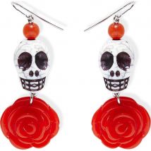 Boucles d'oreilles Dia de los muertos rose rouge