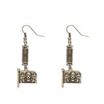 Boucles d'oreilles drapeau pirate et crâne