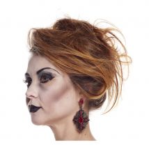 Boucles d'oreilles gothiques dentelle rouge/noir