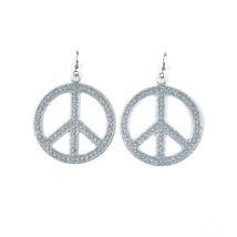 Boucles d oreilles peace and love argentées 7cm