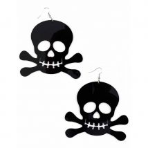Boucles d'oreilles symbole pirate noir