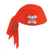 Bandana de pirate rouge tête de mort (Rouge)