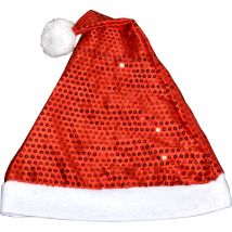 Bonnet de père noël pailletté rouge (ROUGE)