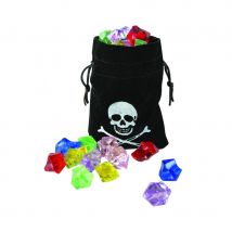 Bourse de pirate noire avec faux diamants colorés